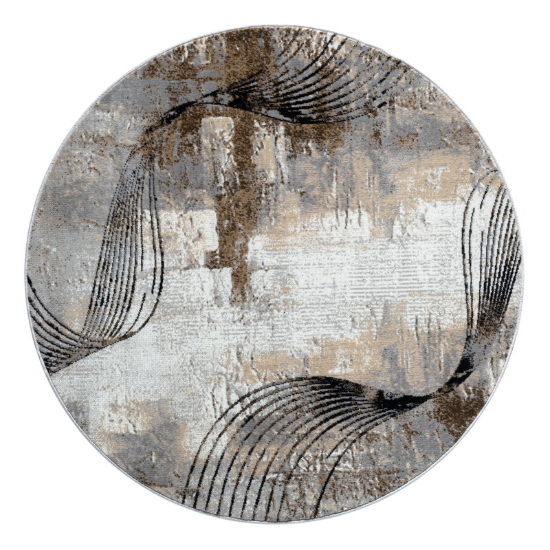 Vladya Abstract design Area Rug, Round 5'3"