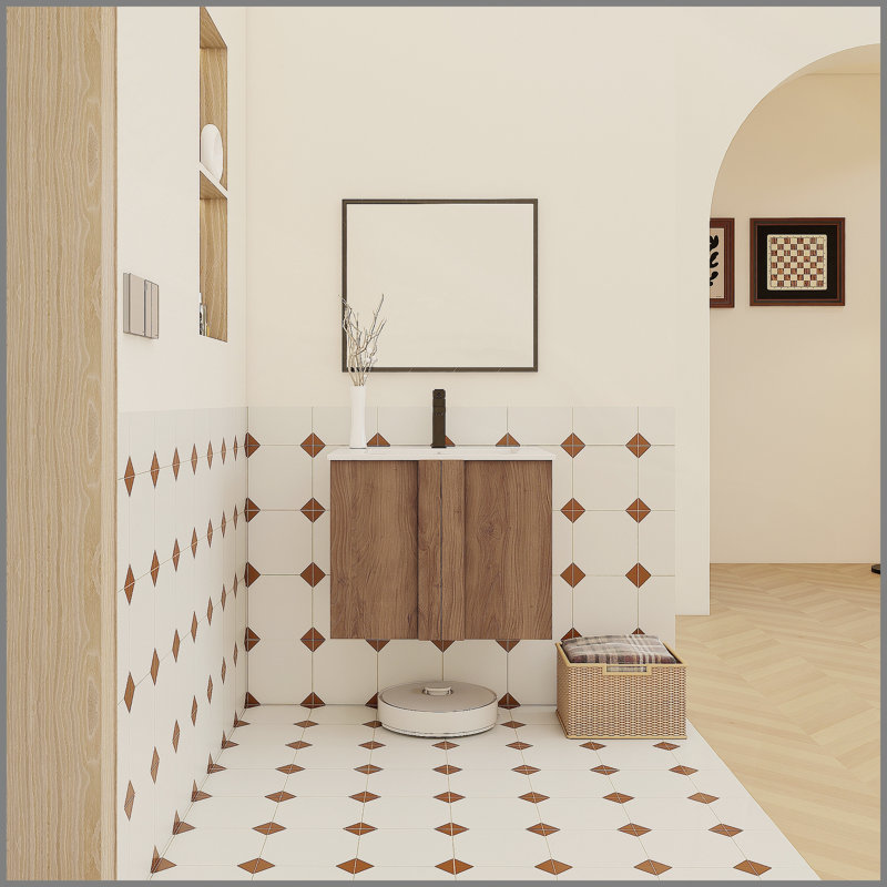 Ensemble de meuble-lavabo flottant 24 po avec lavabo, meuble-lavabo mural en ébène brun, portes à fermeture douce, ensemble de meuble-lavabo moderne peu encombrant