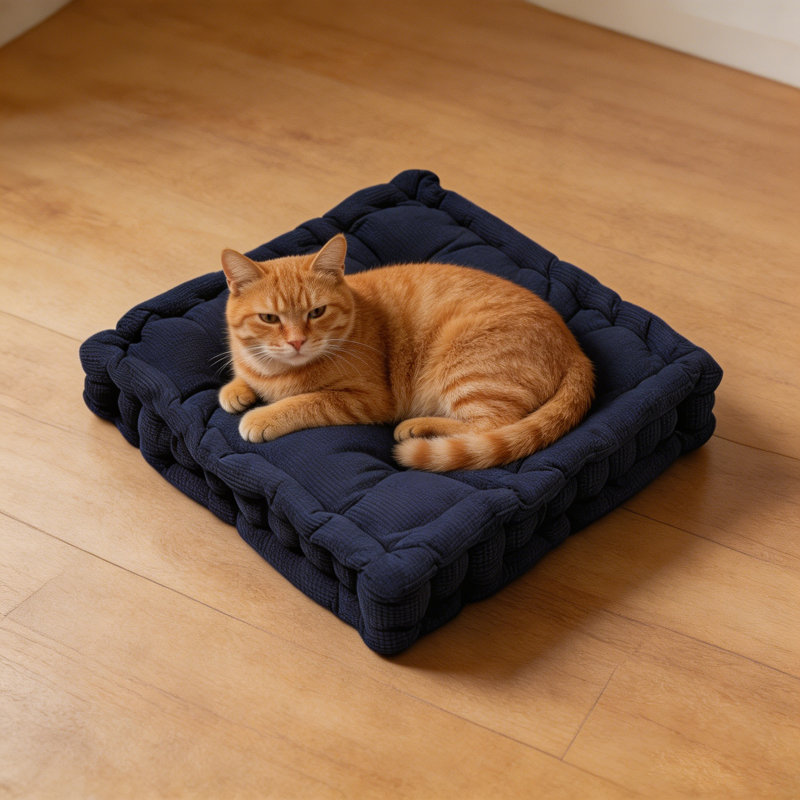  Square Microfiber  Floor Pillow /Cushion,Indoor & Outdoor Use, 19''x19''x5'', Navy Blue., Navy Blue