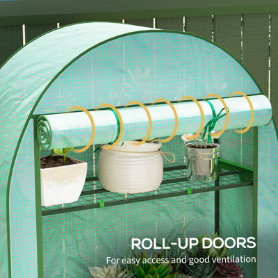 Outsunny 4 Tier Mini Greenhouse Reinforced PE Cover 105 x 45 x 160cm Green