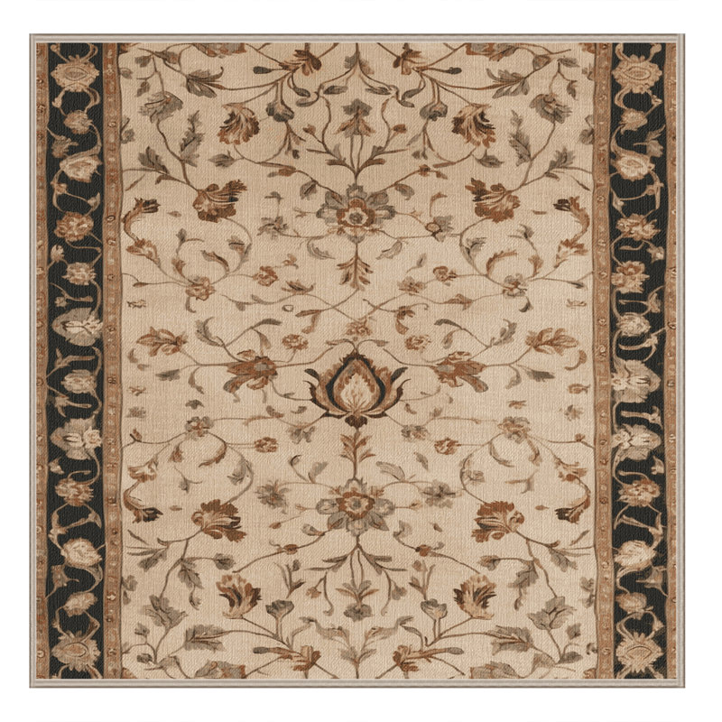 Machine Washable Persian Brown Area Rug, Square 4'
