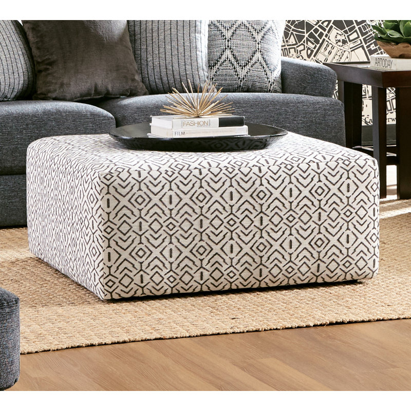 Huckabee 42" Square Upholstered Cocktail Ottoman, Beige 100% Polyester