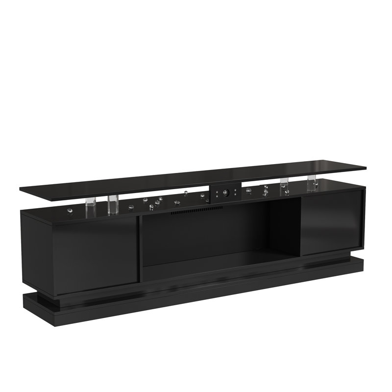 70.8"W TV Stand For Tvs Up To 85" With  Fireplace Included, Black