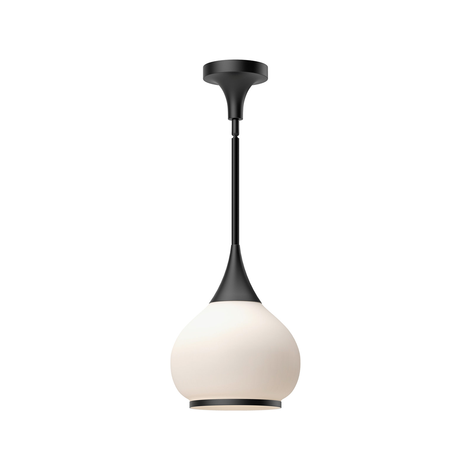 Hazel Single Light Glass Pendant, Matte Black, Opal, 63" H x 10" W x 10.13" D