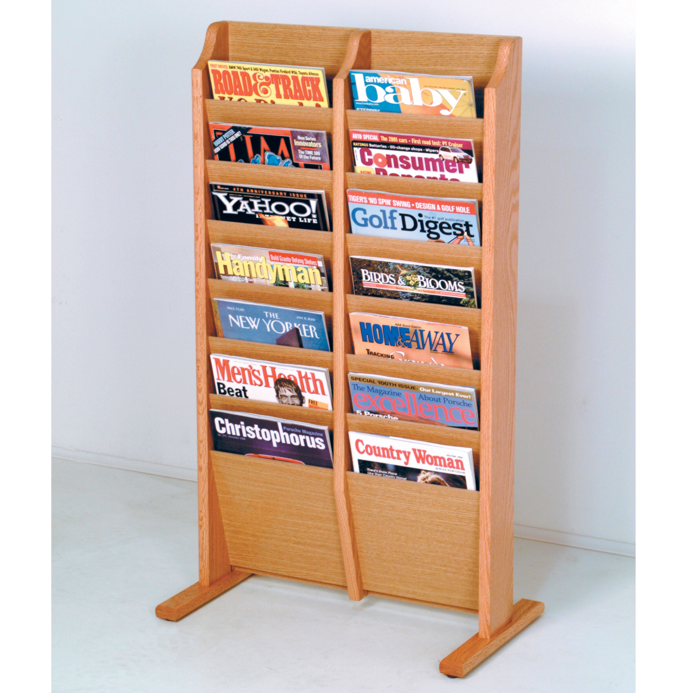 14 Pocket Free Standing Magazine Rack Rebrilliant Color: Light Oak