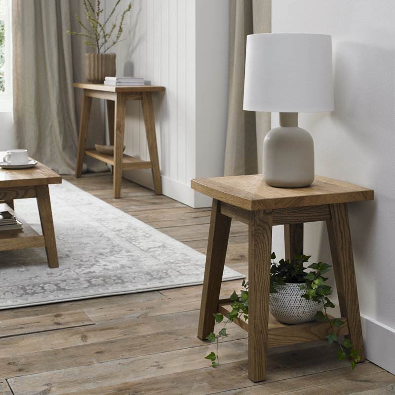 Roquefort Solid Wood End Table, Rustic Oak, Rustic Oak