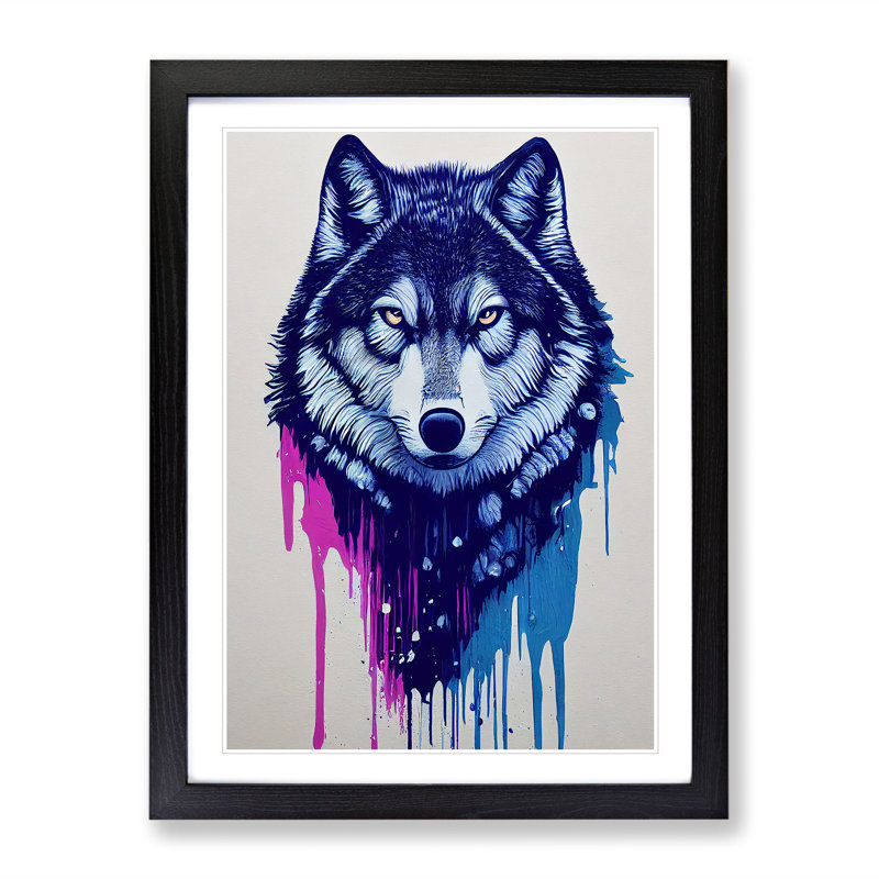 Painted Wolf No.3 - Wall Art, Black Framed, 48cm H x 36cm W, No Matte