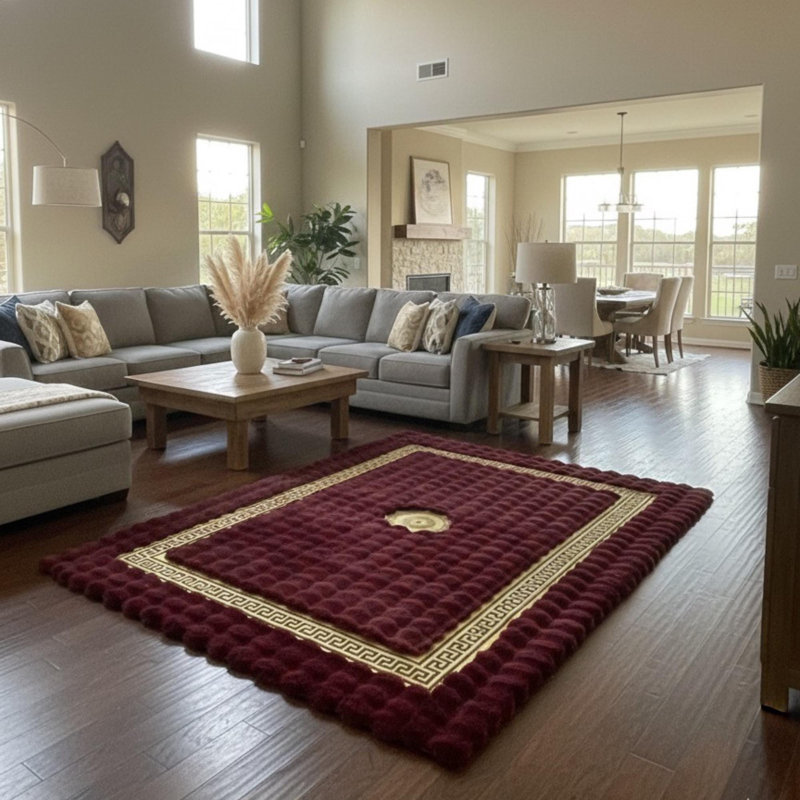 Tapis bourgogne et doré, Rectangle 5 pi x 7,5 pi