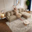 Grand canapé d'angle modulaire, canapé 5 places en chenille avec pouf, couleur camel moderne-337242879