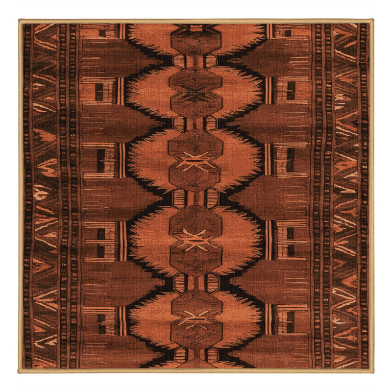 Tapis brun turc lavable à la machine, Carré 8 pi