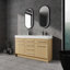 Meuble-lavabo autoportant avec double lavabo, porte à fermeture douce et tiroir