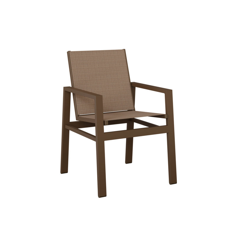 Chaise de salle à manger en aluminium Ohlson Mesquite, Veine d'aluminium et de bois mesquite, Tweed taupe
