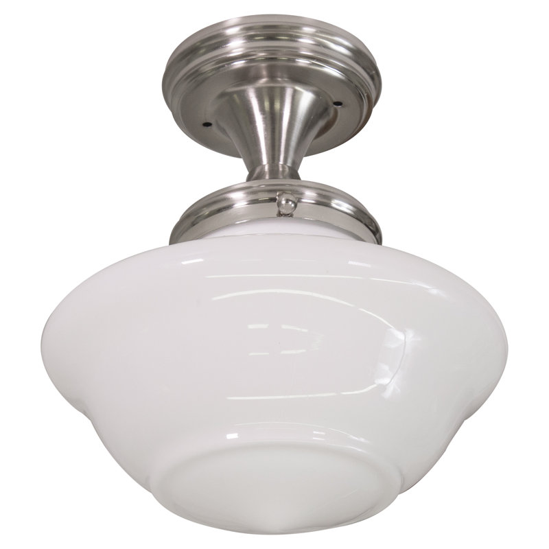 Millsap Glass Semi Flush Mount, Satin Nickel