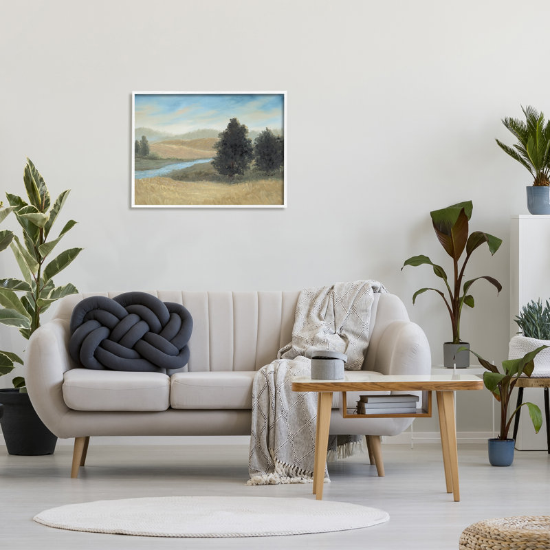 "Paysage de ruisseau", encadré sur bois par Georgia Janisse, H 24 po x l 30 po x P 1,5 po, Giclée encadrée blanc bord de mer