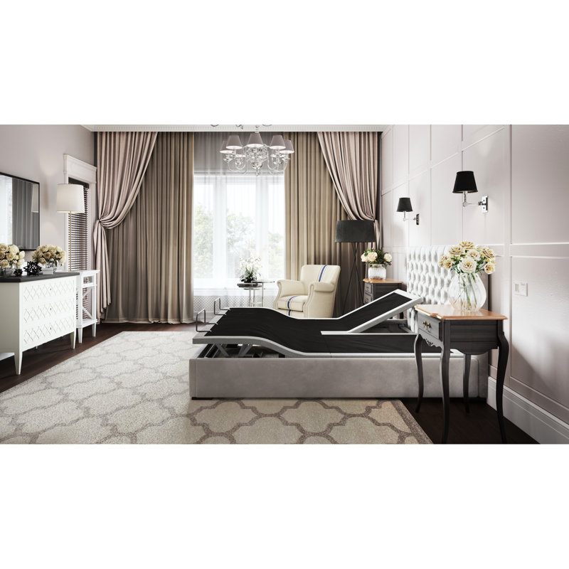 Queen Size Bed Base Btx5 - Head/foot Adjustable, 3-level Dual Massage, Easy Assembly Adjustable Head And Foot Under Lighting, 4 Positions