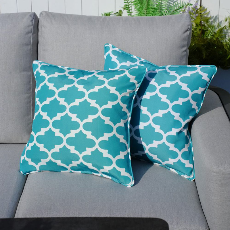 Housse et insert de coussin intérieur / extérieur en polyester , 16,54 po x 16,54 po x 6,1 po, Bleu Argyle, Coton
