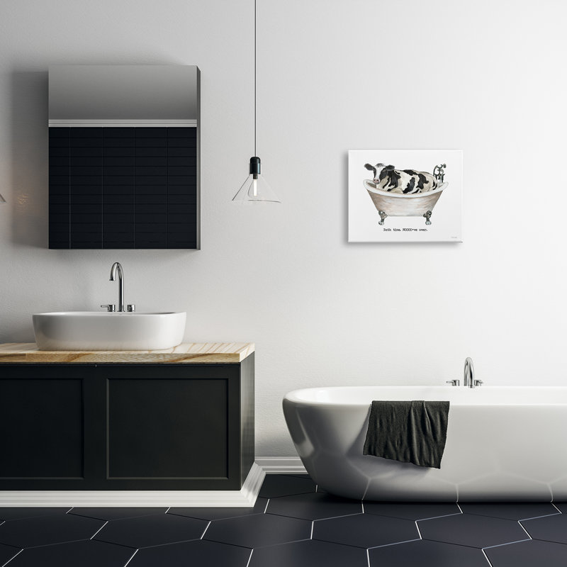 Moo-Ve Over Bath Time Cow Rustic Farmhouse Bathroom Canvas
