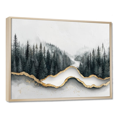 Cristal actuel dans la forêt d'hiver rivière I - art mural forêt