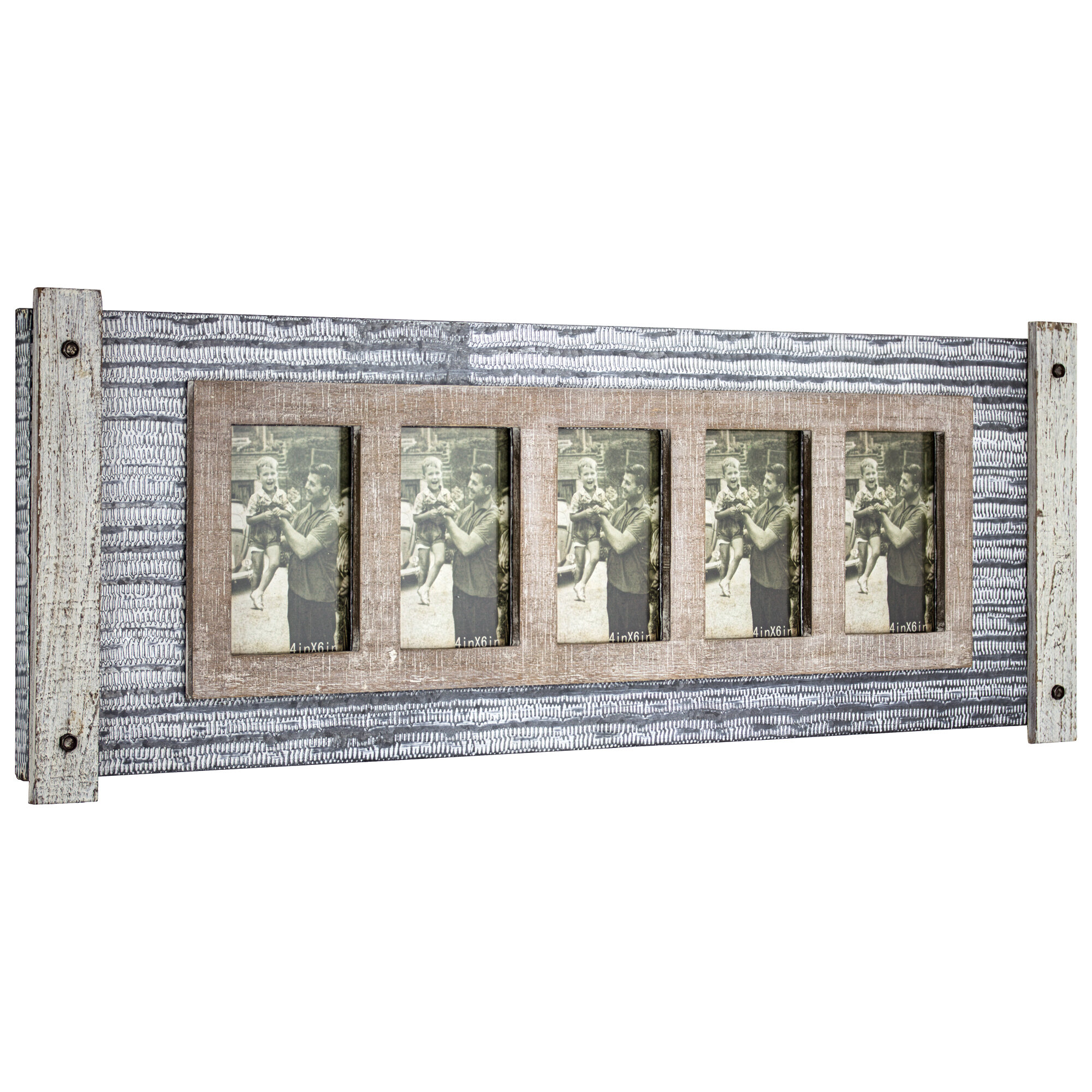 Rustic Weathered 4x6 Collage Frames / Wall Photo Frames 12 Opening Picture  Frame Handmade From Cedar Wood Comes W/ Backing-glass-hanger 