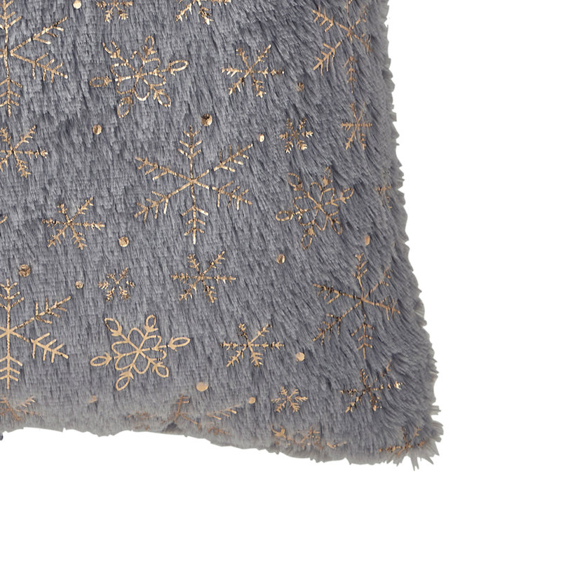 VCNY Home 18" x 18" Grey Faux Fur Harwinton Snowflake Decorative Pillow