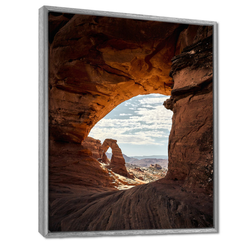 Arizona Canyon Arch National Park II - Arizona, art mural, H 44 po x l 34 po x P 1,5 po, Silver Floater Framed