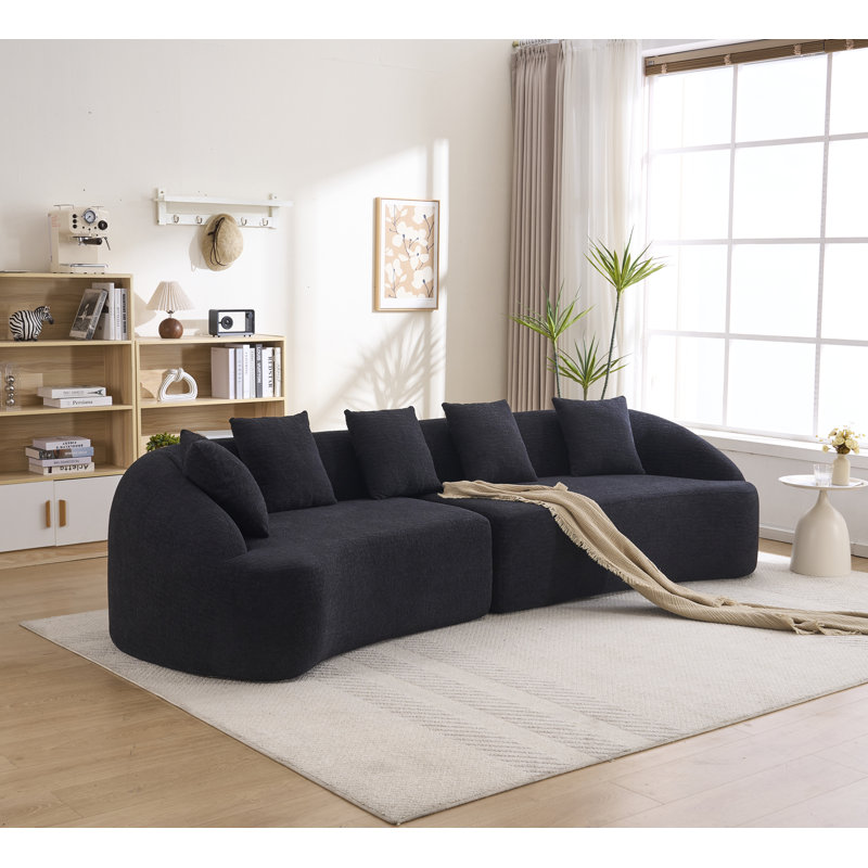 Canapé modulaire incurvé modulaire avec éponge à compression haute densité et revêtement en chenille pour des espaces de vie confortables