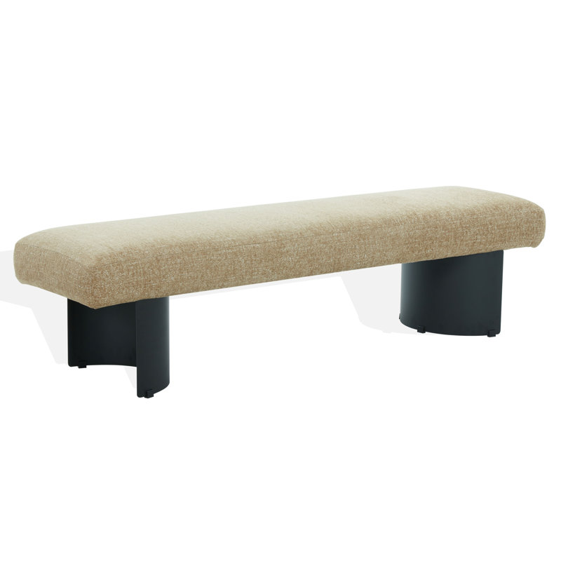 Axelle Metal Legs Bench, Light Brown Chenille