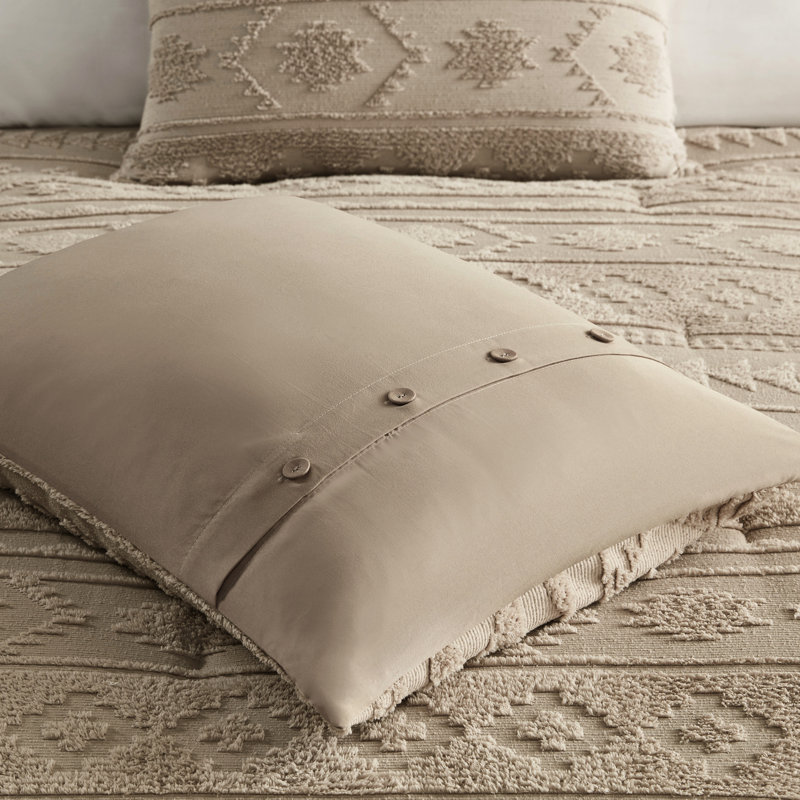 Édredon en chenille simple brun clair avec Southwestern, 2 taies décoratives, design très confortable, rembourrage, chaleur