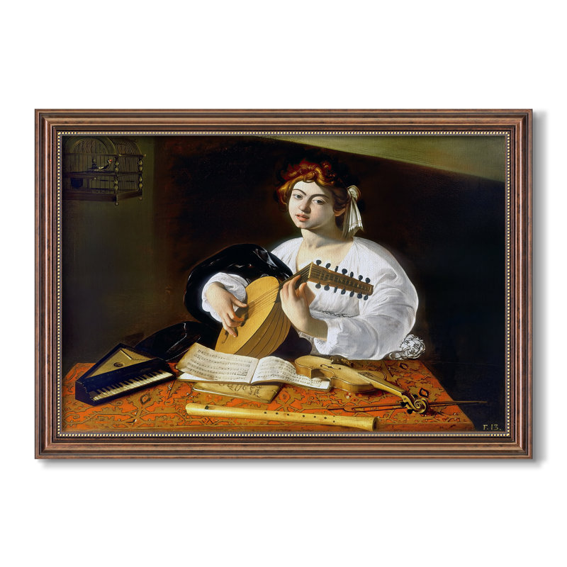 Le joueur de luth (version Wildenstein), v. 1596-Caravage - Toile avec cadre sur mesure, Dimensions intérieures 24 po x 34 po