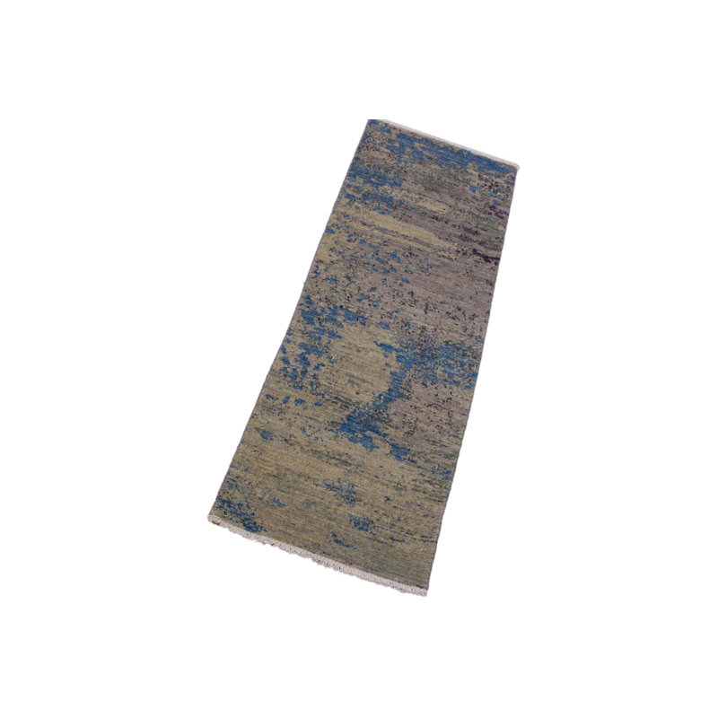 Tapis de couloir d'intérieur brun en laine noué à la main 2 pi x 6 pi 2 po Mcregor