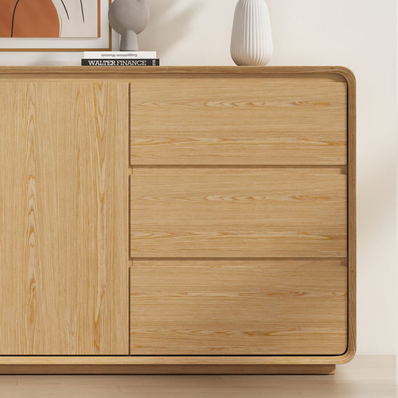Modern Simple Solid Wood Sideboard, Burlywood, 31.49" H x 70.86" W x 15.75" D