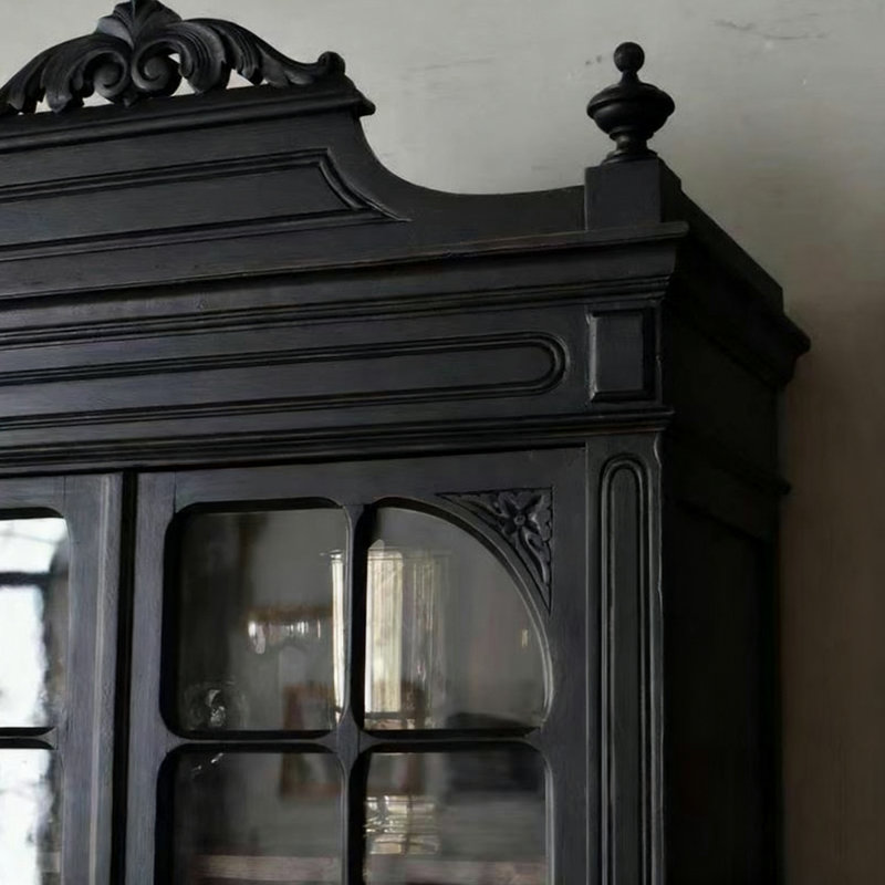 Black Solid + Manufactured Wood+Glass Display Cases