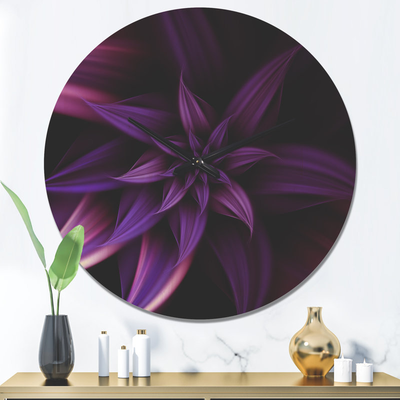 Horloge murale Fractal Flower - moderne, Très grand
