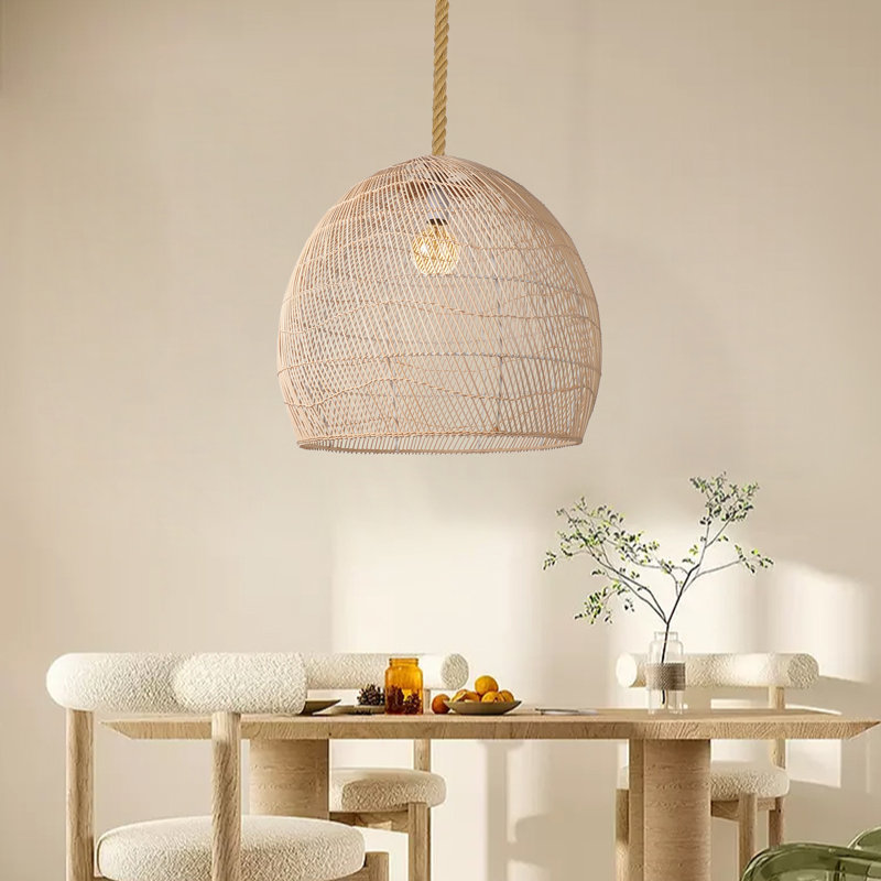 Luminaire suspendu en dôme naturel à 1 lumière Boruch, H 78 po x l 23,62 po x P 23,62 po