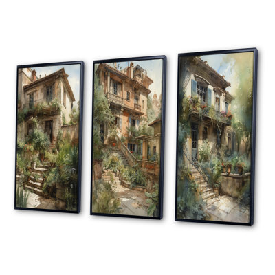 «Rustic Stairway Entrance To Country Cottage», 3 pièces