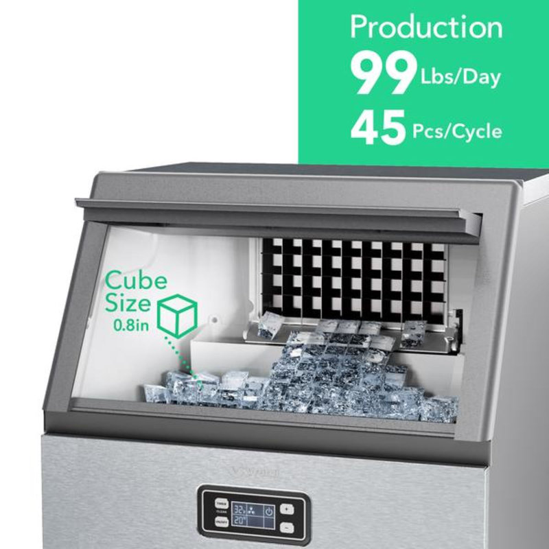 Vremi Freestanding Commercial Ice Maker Machine with Scoop, 1.2 Liter Capacity