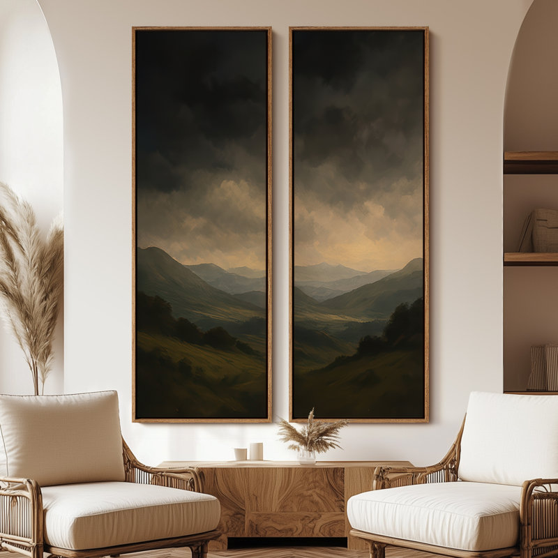 «Vintage Landscape Wall Art», ensemble de 2 toiles encadrées 20 x 60 pouces, Naturel