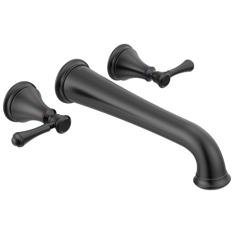 Cassidy Double Handle Wall Mounted Tub Spout Trim, Matte Black