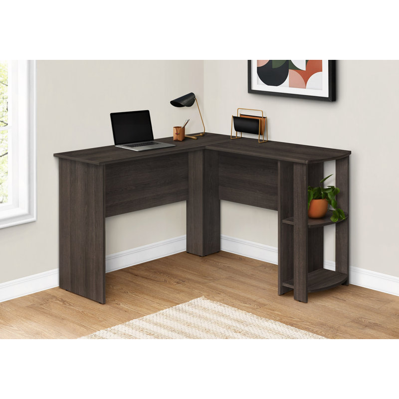Bureau d'ordinateur, bureau personnel, coin, tablettes de rangement, forme en L, travail, ordinateur portable, contemporain, moderne