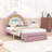 Upholstered Platform Bed with Storage Drawer and Rainbow Design Headboard-1334891710