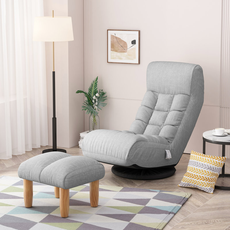 Linen Bean Bag Sofa and Bean Bag Lounger, Light Gray Linen