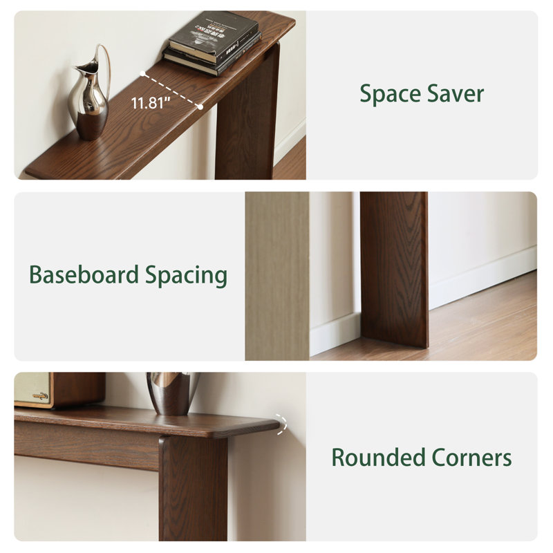 Fjord 39.4"W Solid Oak Console Table, Brown Oak
