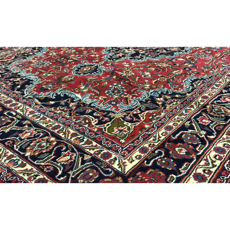Hand-Knotted High-Quality Red and Blue Area Rug