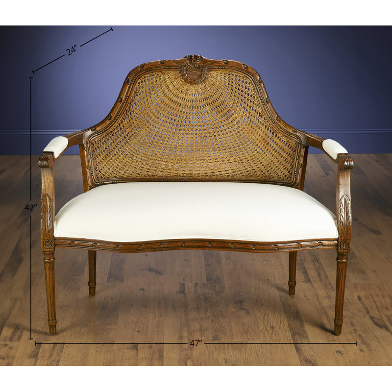 Moyne Linen Square Arm Settee, Walnut