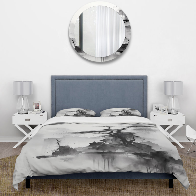 Asian Art Landscape Sumi - Ensemble de housse de couette Asian Art - Microfibre de polyester