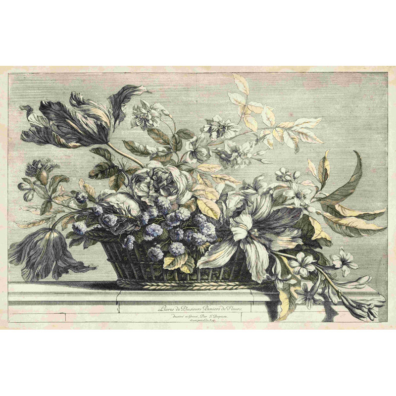 Panier de fleurs rétro I, H 32 po x l 48 po