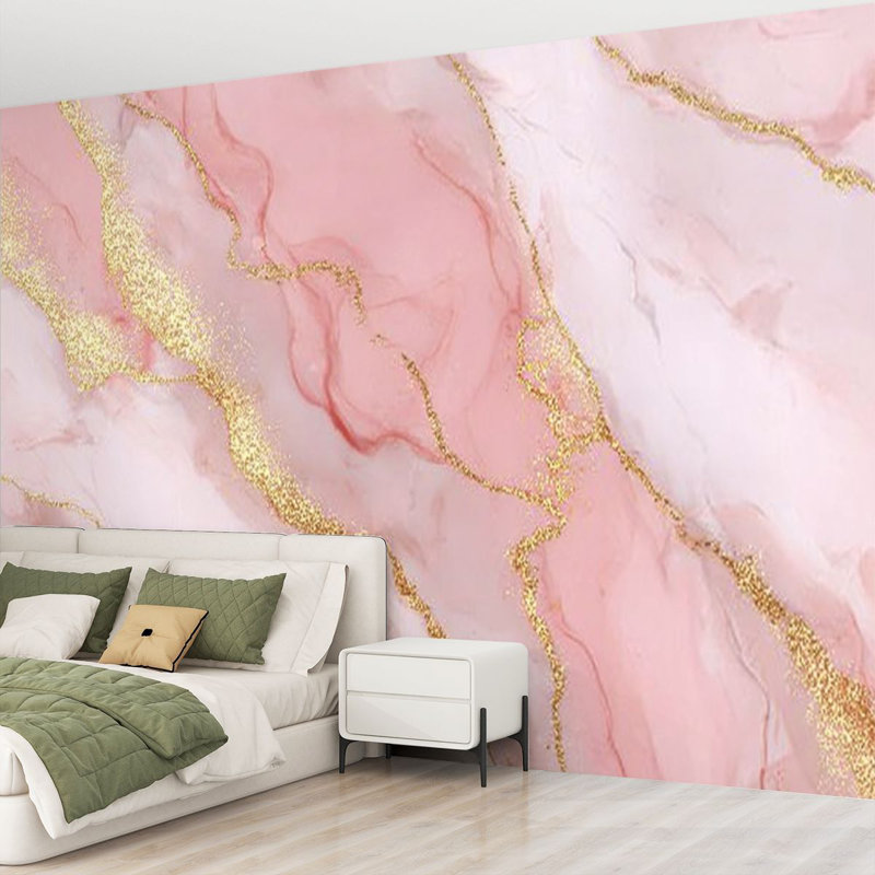 Peel and Stick Wallpaper Wall Mural Pink marble rose gold Wall Art Self Adhesive and Removable, 144" L x 100" W