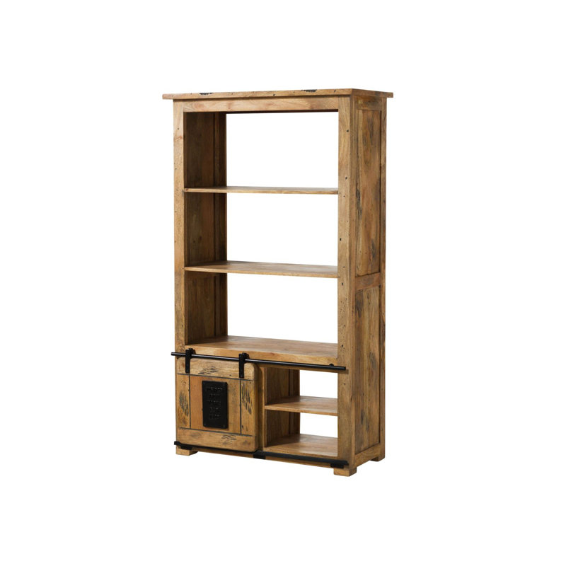 Railway 1750cm H x 100cm W Solid Wood Standard Bookcase, Light brown