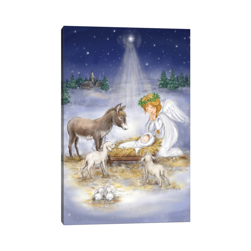 Nativity With Angel by MAKIKO - Wrapped Canvas Gallery-Wrapped Canvas Giclée, 101.6 cm H x 66.04 cm W x 1.91 cm D