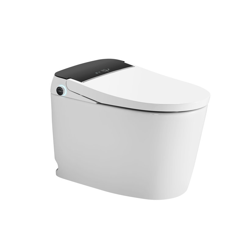 Toilette à bidet allongée SJ STAR & JANE en blanc 1,28 gallons par minute avec siège chauffant, ouverture / fermeture / chasse automatique, double buse, autonettoyant et désodorisant automatique